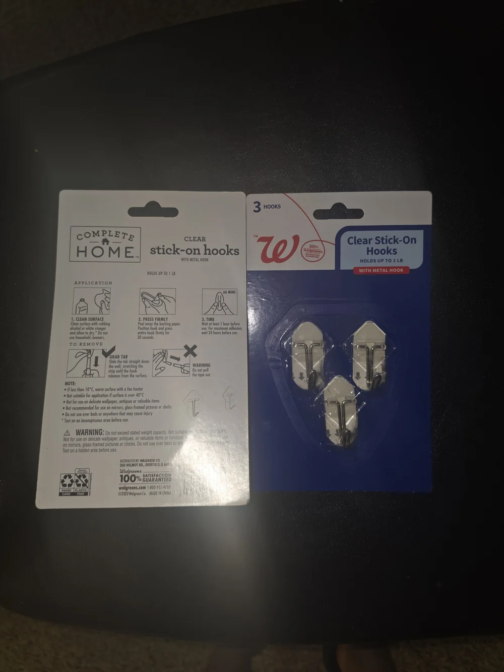 (2)Clear Stick-On Hooks – Clear (3-Pack)